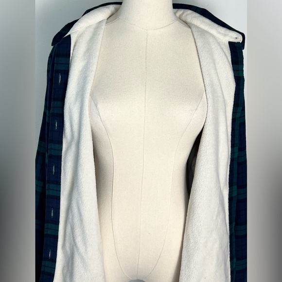 L.L. Bean Men’s Navy Blue Flannel Cotton Fleece Lined Button Up Jacket Size XL - Picture 8 of 13